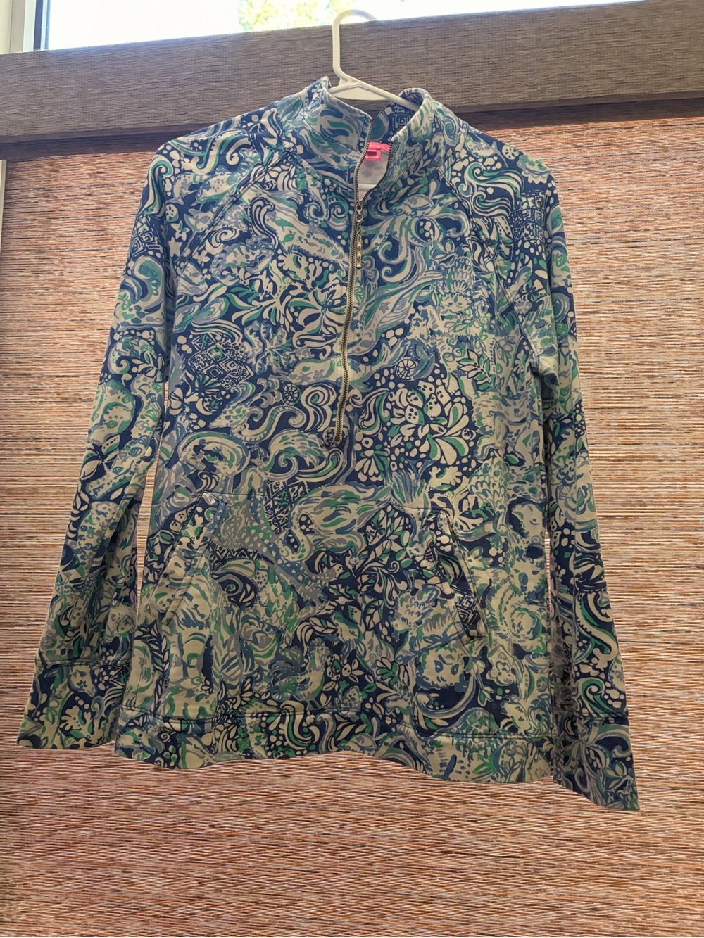 Lilly Pulitzer Women’s Printed Quarter-Zip Pullover Top - Green/Blue
